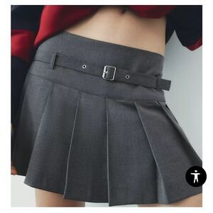 Zara Charcoal Belted Mini Skirt